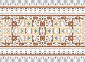 Pixel Ethnic pattern vector background. seamless pattern traditional, Design for background, wallpaper, Batik, fabric, carpet, clothing, wrapping, and textile.ethnic pattern Vector illustration.