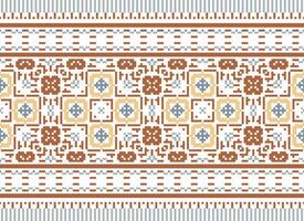 Pixel Ethnic pattern vector background. seamless pattern traditional, Design for background, wallpaper, Batik, fabric, carpet, clothing, wrapping, and textile.ethnic pattern Vector illustration.