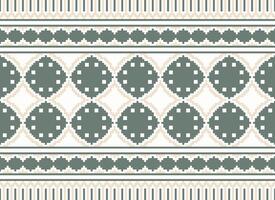 A Floral pixel art pattern on grey background.geometric ethnic oriental embroidery vector illustration. pixel style, abstract background, cross stitch.design for texture, fabric, cloth, scarf, print