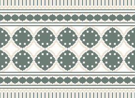 A Floral pixel art pattern on grey background.geometric ethnic oriental embroidery vector illustration. pixel style, abstract background, cross stitch.design for texture, fabric, cloth, scarf, print