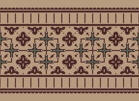 Geometric patterns of modern stylish texture. Borders in the form of a pixel ornament for embroidery, ceramic tiles and textile interior design elements. Seamless illustration vector