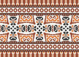 Pixel Ukrainian, Belarusian folk art vector seamless pattern in red and black, inpisred by traditional embroidery Vyshyvanka