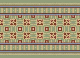 A Floral pixel art pattern on grey background.geometric ethnic oriental embroidery vector illustration. pixel style, abstract background, cross stitch.design for texture, fabric, cloth, scarf, print