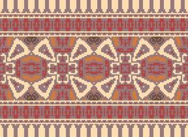 Cross Stitch Embroidery. Ethnic Patterns. Native Style. Traditional Design for texture, textile, fabric, clothing, Knitwear, print. Geometric Pixel Horizontal Seamless Vector. vector