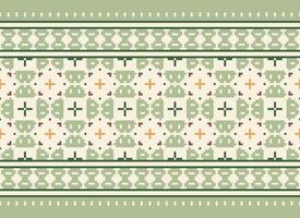 A Floral pixel art pattern on grey background.geometric ethnic oriental embroidery vector illustration. pixel style, abstract background, cross stitch.design for texture, fabric, cloth, scarf, print