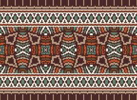 Cross Stitch pattern with Floral Designs. Traditional cross stitch needlework. Geometric Ethnic pattern, Embroidery, Textile ornamentation, fabric, Hand stitched pattern, Cultural stitching pixel art. vector