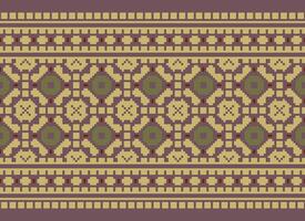 Cross Stitch pattern with Floral Designs. Traditional cross stitch needlework. Geometric Ethnic pattern, Embroidery, Textile ornamentation, fabric, Hand stitched pattern, Cultural stitching pixel art. vector