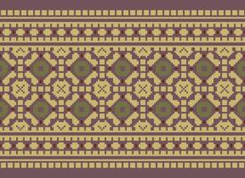 Cross Stitch pattern with Floral Designs. Traditional cross stitch needlework. Geometric Ethnic pattern, Embroidery, Textile ornamentation, fabric, Hand stitched pattern, Cultural stitching pixel art. vector