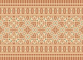 Pixel Ethnic pattern vector background. seamless pattern traditional, Design for background, wallpaper, Batik, fabric, carpet, clothing, wrapping, and textile.ethnic pattern Vector illustration.