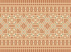 Pixel Ethnic pattern vector background. seamless pattern traditional, Design for background, wallpaper, Batik, fabric, carpet, clothing, wrapping, and textile.ethnic pattern Vector illustration.