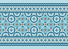 Geometric patterns of modern stylish texture. Borders in the form of a pixel ornament for embroidery, ceramic tiles and textile interior design elements. Seamless illustration vector