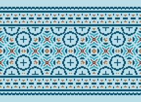 Geometric patterns of modern stylish texture. Borders in the form of a pixel ornament for embroidery, ceramic tiles and textile interior design elements. Seamless illustration vector