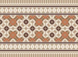 Geometric patterns of modern stylish texture. Borders in the form of a pixel ornament for embroidery, ceramic tiles and textile interior design elements. Seamless illustration vector