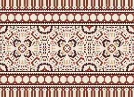 Ethnic geometric fabric pattern Cross Stitch.Ikat embroidery Ethnic oriental Pixel pattern blue background. Abstract,vector,illustration. Texture,clothing,frame,decoration,motifs,silk wallpaper. vector