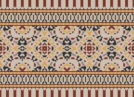 Cross Stitch pattern with Floral Designs. Traditional cross stitch needlework. Geometric Ethnic pattern, Embroidery, Textile ornamentation, fabric, Hand stitched pattern, Cultural stitching pixel art. vector