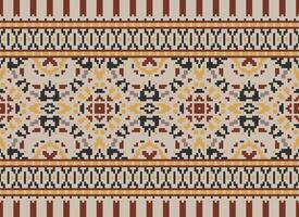 Cross Stitch pattern with Floral Designs. Traditional cross stitch needlework. Geometric Ethnic pattern, Embroidery, Textile ornamentation, fabric, Hand stitched pattern, Cultural stitching pixel art. vector