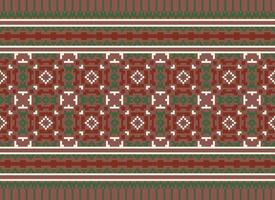 A Floral pixel art pattern on grey background.geometric ethnic oriental embroidery vector illustration. pixel style, abstract background, cross stitch.design for texture, fabric, cloth, scarf, print