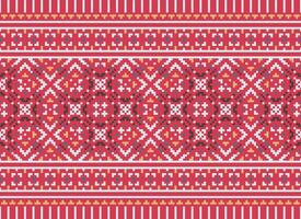 Geometric patterns of modern stylish texture. Borders in the form of a pixel ornament for embroidery, ceramic tiles and textile interior design elements. Seamless illustration vector