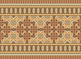Geometric patterns of modern stylish texture. Borders in the form of a pixel ornament for embroidery, ceramic tiles and textile interior design elements. Seamless illustration vector