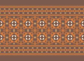 A Floral pixel art pattern on grey background.geometric ethnic oriental embroidery vector illustration. pixel style, abstract background, cross stitch.design for texture, fabric, cloth, scarf, print