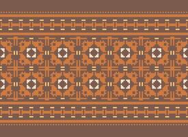 A Floral pixel art pattern on grey background.geometric ethnic oriental embroidery vector illustration. pixel style, abstract background, cross stitch.design for texture, fabric, cloth, scarf, print