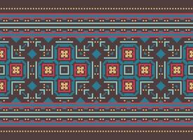 Geometric patterns of modern stylish texture. Borders in the form of a pixel ornament for embroidery, ceramic tiles and textile interior design elements. Seamless illustration vector