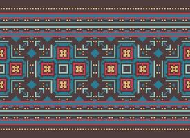 Geometric patterns of modern stylish texture. Borders in the form of a pixel ornament for embroidery, ceramic tiles and textile interior design elements. Seamless illustration vector