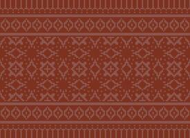 A Floral pixel art pattern on grey background.geometric ethnic oriental embroidery vector illustration. pixel style, abstract background, cross stitch.design for texture, fabric, cloth, scarf, print
