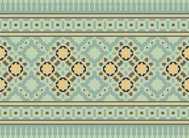 Pixel Ethnic pattern vector background. seamless pattern traditional, Design for background, wallpaper, Batik, fabric, carpet, clothing, wrapping, and textile.ethnic pattern Vector illustration.