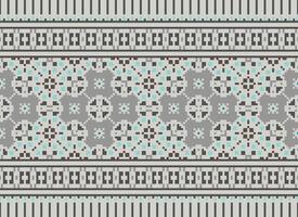 Cross Stitch pattern with Floral Designs. Traditional cross stitch needlework. Geometric Ethnic pattern, Embroidery, Textile ornamentation, fabric, Hand stitched pattern, Cultural stitching pixel art. vector