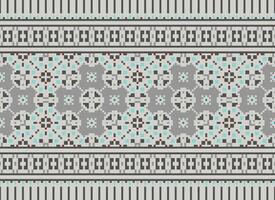 Cross Stitch pattern with Floral Designs. Traditional cross stitch needlework. Geometric Ethnic pattern, Embroidery, Textile ornamentation, fabric, Hand stitched pattern, Cultural stitching pixel art. vector