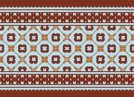 Geometric patterns of modern stylish texture. Borders in the form of a pixel ornament for embroidery, ceramic tiles and textile interior design elements. Seamless illustration vector