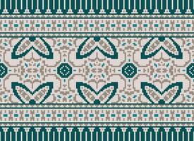 Cross Stitch Border. Embroidery Cross Stitch. Ethnic Patterns. Geometric Ethnic Indian pattern. Native Ethnic pattern.Texture Textile Fabric Clothing Knitwear print. Pixel Horizontal Seamless Vector. vector