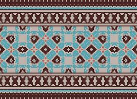 Pixel Ethnic pattern vector background. seamless pattern traditional, Design for background, wallpaper, Batik, fabric, carpet, clothing, wrapping, and textile.ethnic pattern Vector illustration.