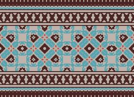 Pixel Ethnic pattern vector background. seamless pattern traditional, Design for background, wallpaper, Batik, fabric, carpet, clothing, wrapping, and textile.ethnic pattern Vector illustration.