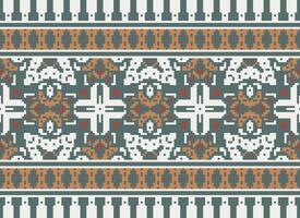 Pixel Ethnic pattern vector background. seamless pattern traditional, Design for background, wallpaper, Batik, fabric, carpet, clothing, wrapping, and textile.ethnic pattern Vector illustration.