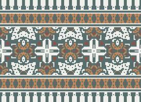 Pixel Ethnic pattern vector background. seamless pattern traditional, Design for background, wallpaper, Batik, fabric, carpet, clothing, wrapping, and textile.ethnic pattern Vector illustration.