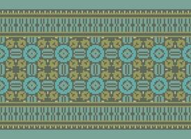 Ethnic geometric fabric pattern Cross Stitch.Ikat embroidery Ethnic oriental Pixel pattern blue background. Abstract,vector,illustration. Texture,clothing,frame,decoration,motifs,silk wallpaper. vector