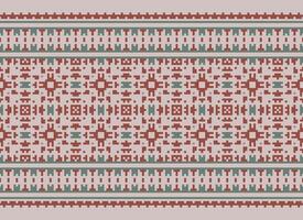 A Floral pixel art pattern on grey background.geometric ethnic oriental embroidery vector illustration. pixel style, abstract background, cross stitch.design for texture, fabric, cloth, scarf, print