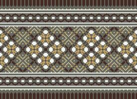 Geometric patterns of modern stylish texture. Borders in the form of a pixel ornament for embroidery, ceramic tiles and textile interior design elements. Seamless illustration vector