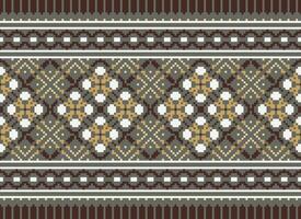 Geometric patterns of modern stylish texture. Borders in the form of a pixel ornament for embroidery, ceramic tiles and textile interior design elements. Seamless illustration vector