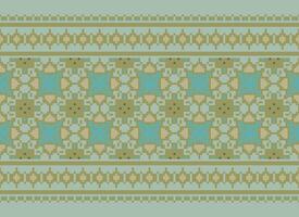 Pixel Ethnic pattern vector background. seamless pattern traditional, Design for background, wallpaper, Batik, fabric, carpet, clothing, wrapping, and textile.ethnic pattern Vector illustration.