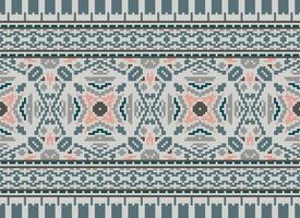 Cross Stitch pattern with Floral Designs. Traditional cross stitch needlework. Geometric Ethnic pattern, Embroidery, Textile ornamentation, fabric, Hand stitched pattern, Cultural stitching pixel art. vector