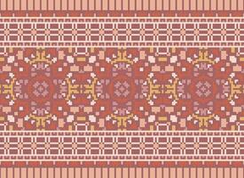 Pixel Ethnic pattern vector background. seamless pattern traditional, Design for background, wallpaper, Batik, fabric, carpet, clothing, wrapping, and textile.ethnic pattern Vector illustration.