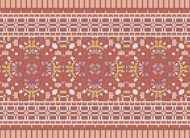 Pixel Ethnic pattern vector background. seamless pattern traditional, Design for background, wallpaper, Batik, fabric, carpet, clothing, wrapping, and textile.ethnic pattern Vector illustration.