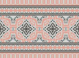 Pixel Ethnic pattern vector background. seamless pattern traditional, Design for background, wallpaper, Batik, fabric, carpet, clothing, wrapping, and textile.ethnic pattern Vector illustration.