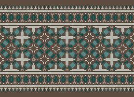 Geometric patterns of modern stylish texture. Borders in the form of a pixel ornament for embroidery, ceramic tiles and textile interior design elements. Seamless illustration vector