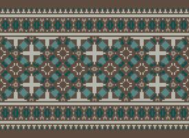 Geometric patterns of modern stylish texture. Borders in the form of a pixel ornament for embroidery, ceramic tiles and textile interior design elements. Seamless illustration vector