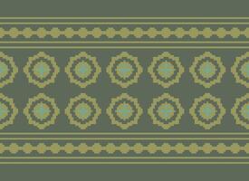 Pixel Ethnic pattern vector background. seamless pattern traditional, Design for background, wallpaper, Batik, fabric, carpet, clothing, wrapping, and textile.ethnic pattern Vector illustration.