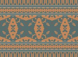 Pixel Ethnic pattern vector background. seamless pattern traditional, Design for background, wallpaper, Batik, fabric, carpet, clothing, wrapping, and textile.ethnic pattern Vector illustration.